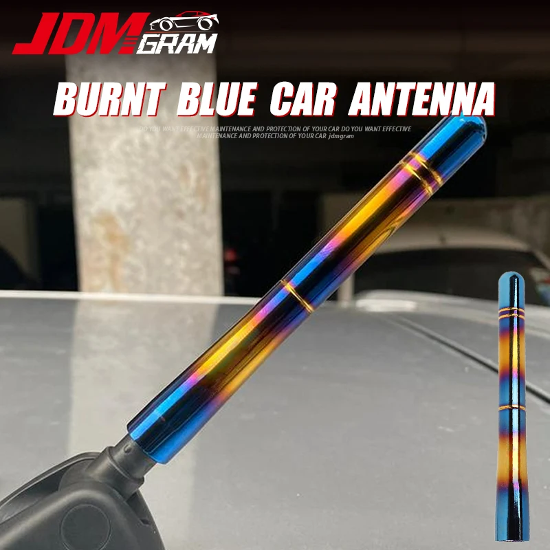 Burnt Blue Car Antenna Aluminum 130mm Universal Roof FM AM Radio Aerial Signal Device Receiver Mast Auto Exterior Accessories