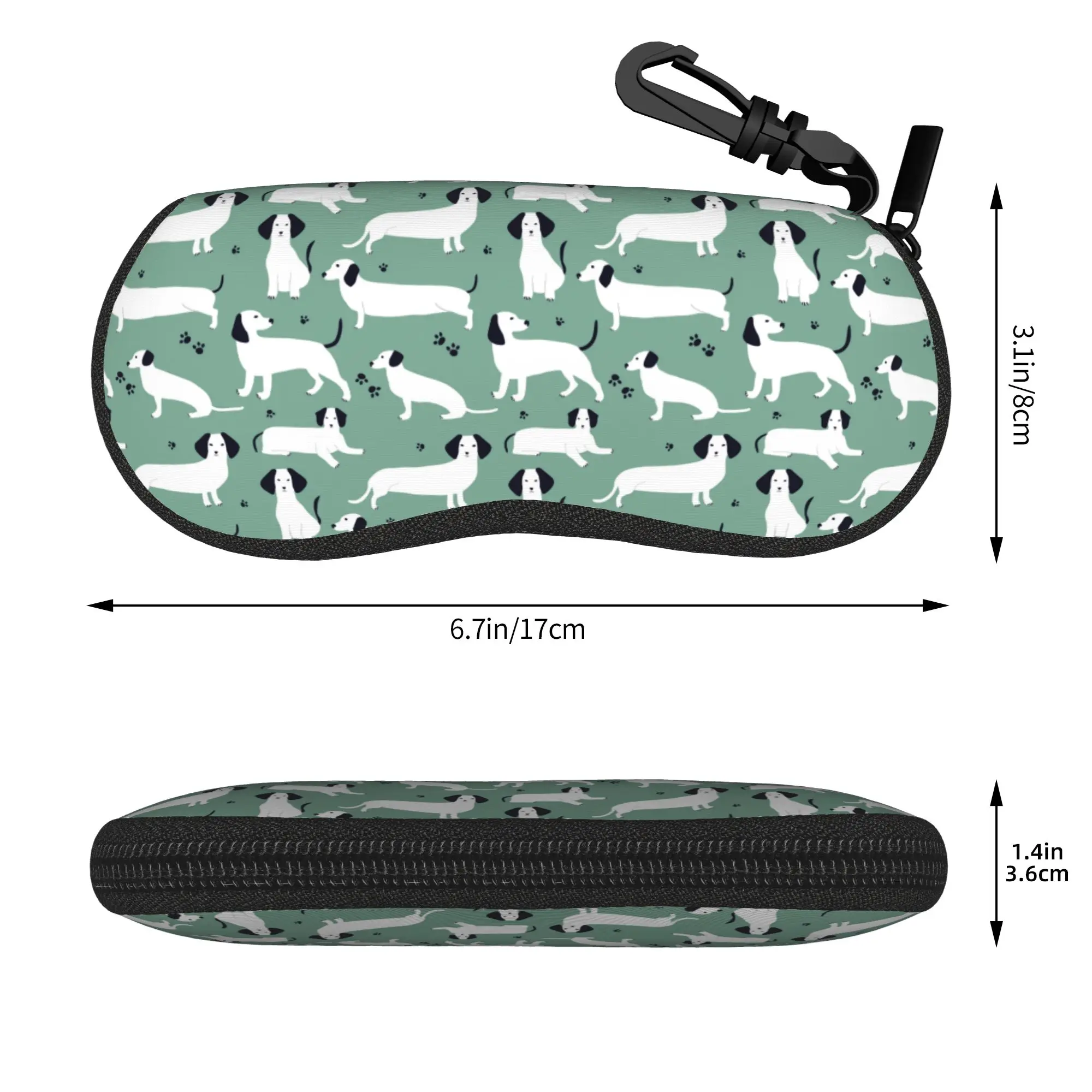 Cute White German Badger Dog Dachshund Glasses Case Unisex Gift for Animal Dogs Lover Glasses Storage Box Eyewear Container
