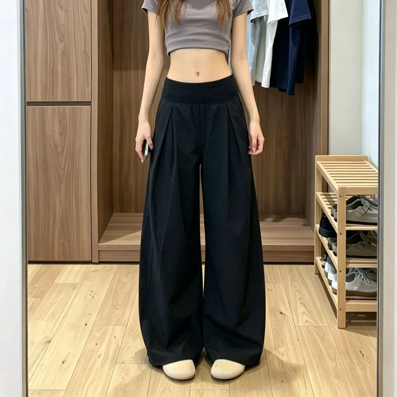 Quick-drying Wide-leg Pants Women's Autumn New Style Thin High-waisted Loose Slimming Draping Workwear Fitness Sportswear Pants