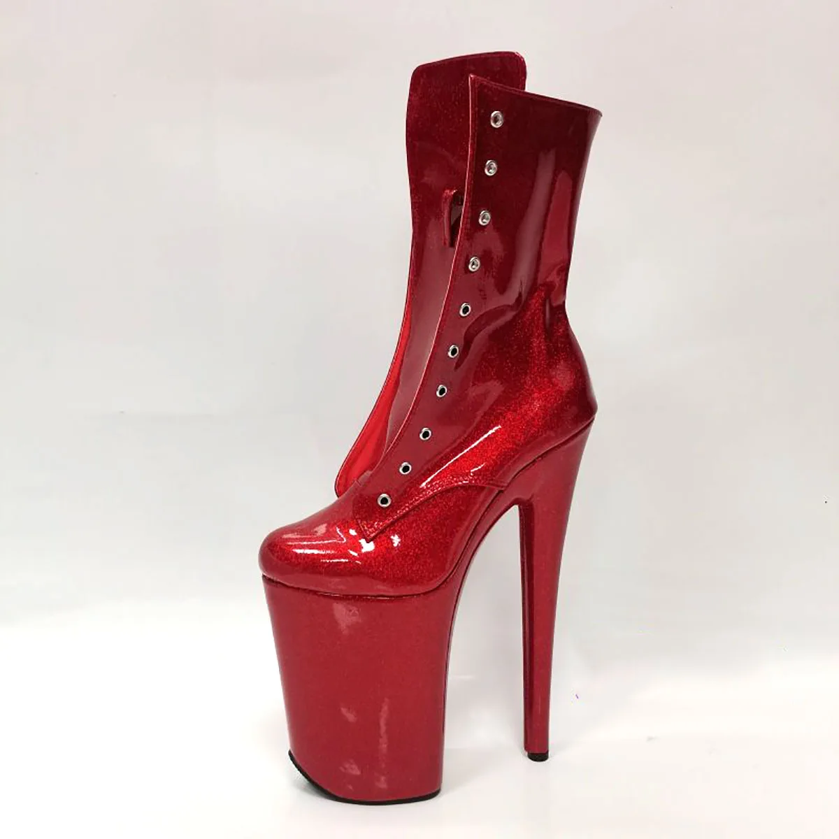 Motorcycle  9inch High Heels Ankle Boots 23CM Platform Pole Dance Gothic Exotic shoes Stripper Sexy Fetish Exotic Dancer Boots