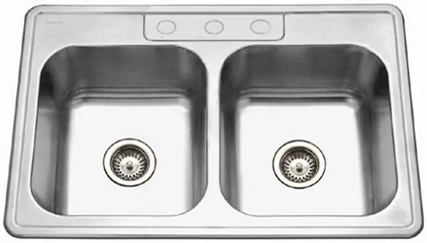 Topmount Stainless Steel 50/50 Double Bowl Kitchen Sink, 9-Inch Deep