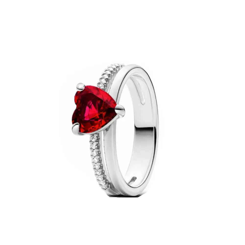 Hot Selling 925 Silver Red Bow, Heart-Shaped Ring Suitable For Exquisite High-Quality Jewelry for Women at Wedding Parties #4