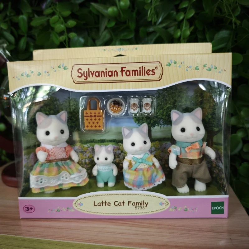 Sylvanian Families Calico Critters Ragazze Giocattoli per bambini Figure anime in miniatura Bambole Giocattoli per bambini Regalo di compleanno Famiglia di gatti latte