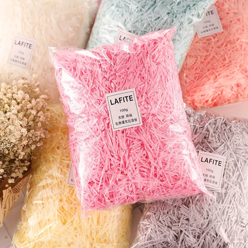 

50g Multicolored Raffia Paper Shreds Strands Shredded Crinkle Confetti Paper Basket Grass Gift Packing Wrapping Raffia Filler