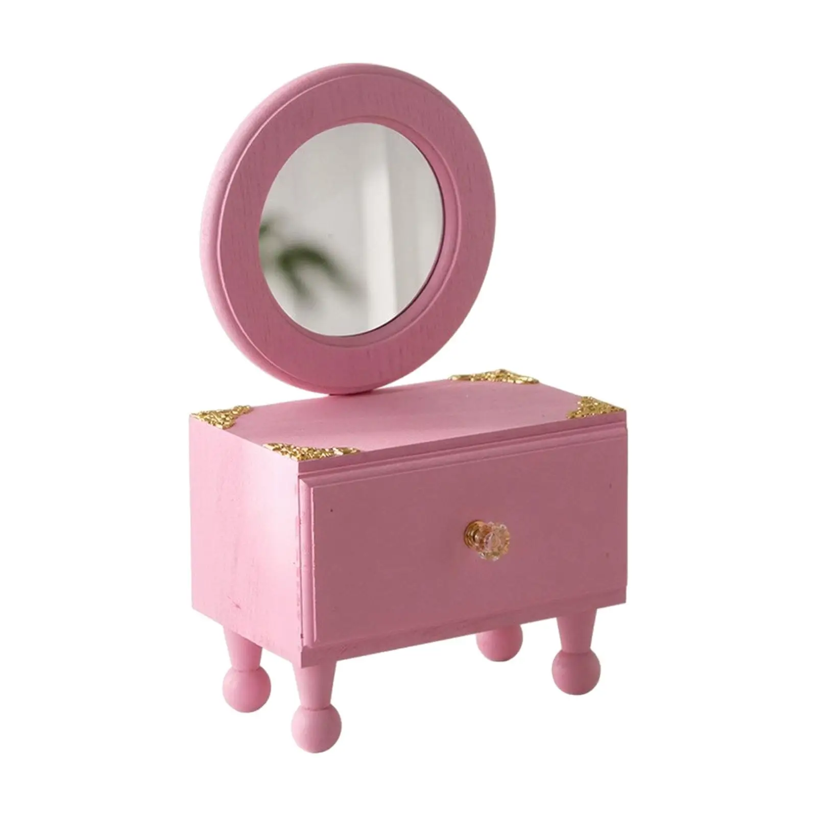 Space Saving Cosmetic Organizer Mirror Wooden Jewelry Storage Box with Drawer for Bedroom Small Living Area