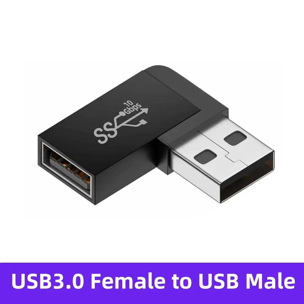 NNBILI USB3.0 Stecker auf Buchse rechtwinkliger Verlängerungsadapter USB-Upward-Winkel 90-Grad-Adapter 10 Gbit/s für Laptop-PC-Anschluss