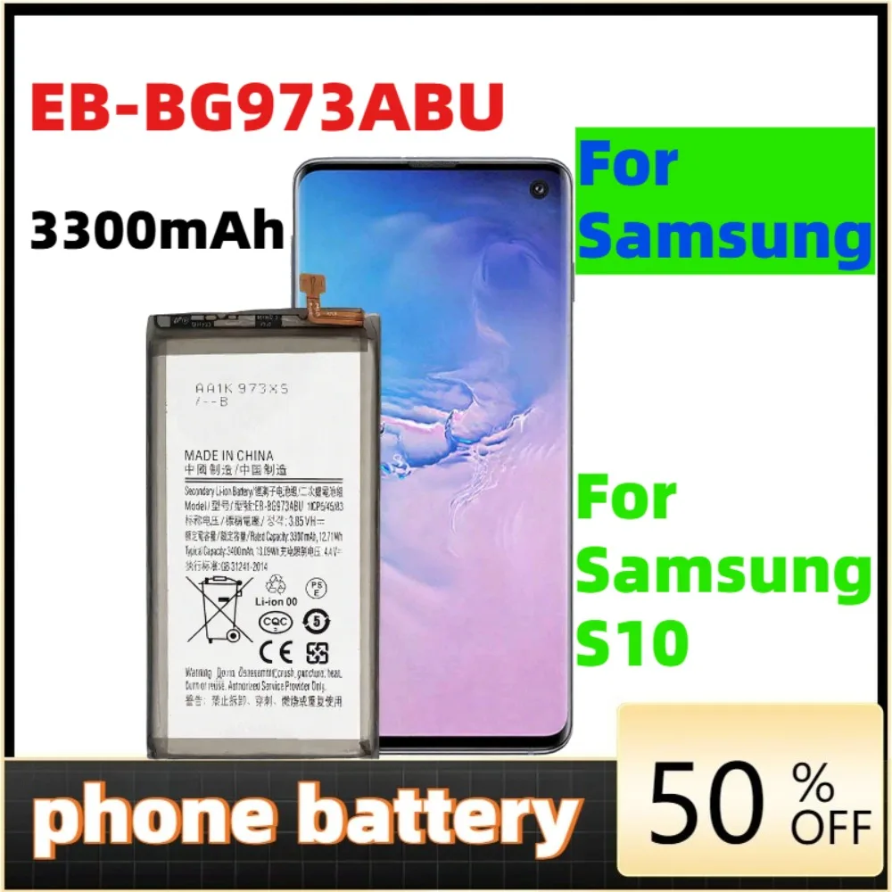 

Phone Battery For Samsung Galaxy S10 S10 X SM-G9730 SM-G973 G973F G973U G973W Mobile Phone EB-BG973ABU 3400mAh