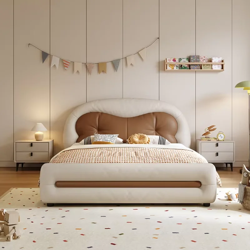 Apartment 2025 New Children Bed Boy Leather Cartoon Loft King Bedroom Bed Double Adults Girl Camas De Dormitorio Home Furniture