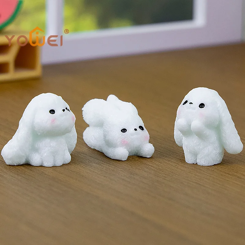 Latest 10Pcs Cute Animal Decoration Mini Bunny Miniature Ornament Resin Rabbit Figurine For Diy Craft Accessories