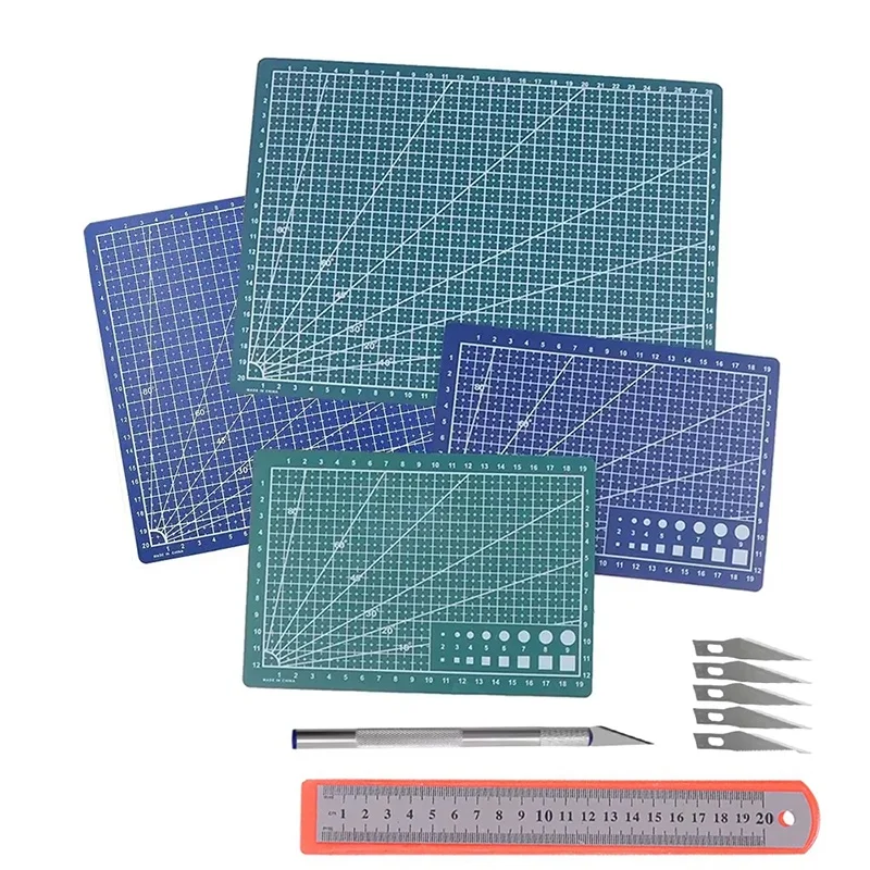A3/A4/A5 Cutting Mat Set PVC Craft Cutting Pad With Utility Knife And Ruler Self Healing Board For Leather Sewing DIY Craft Set