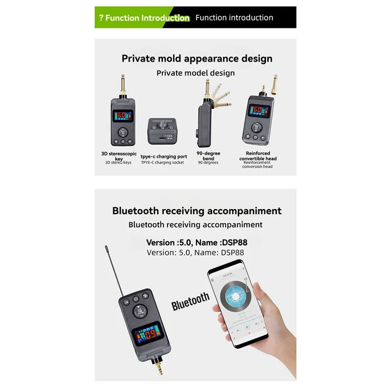 ABSQ-M50 ميكروفون لاسلكي مع وظيفة بلوتوث مضادة للصفارة للترفيه المنزلي KTV الغناء