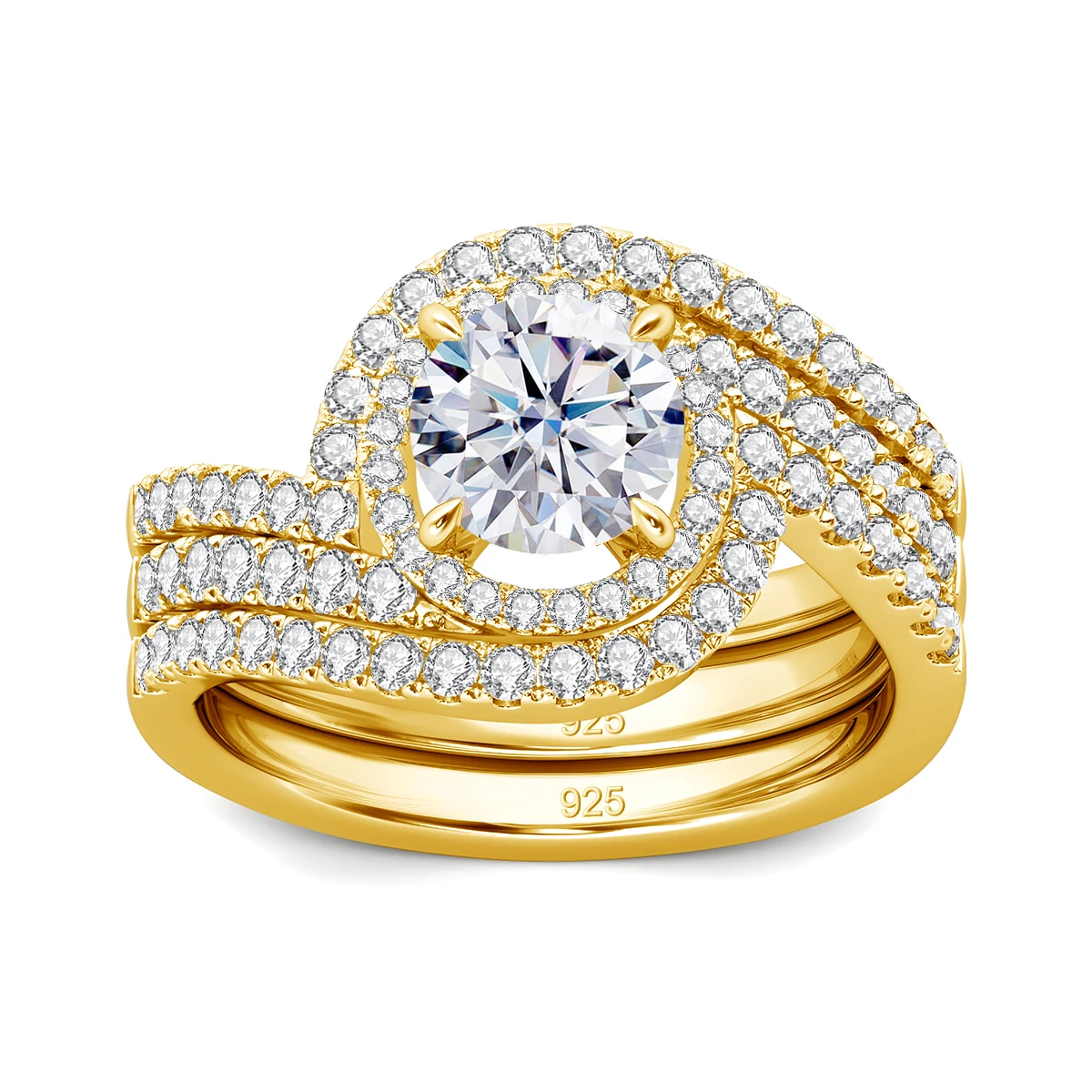 

Top Quality 2PCS Moissanite Rings For Women Set Gold 2 Carat D Color VVS1 Certified Engagement Party Trends Jewelry Gift 2025