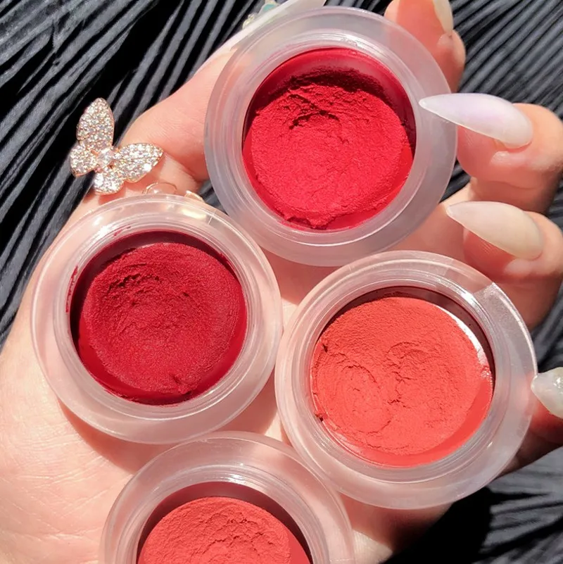 Mousse Matte Lipstick Mud Makeup Palette Red Rouge Long Lasting Lip Tint Cream Pigment Silky Texture Cheek Peach Blush Makeup