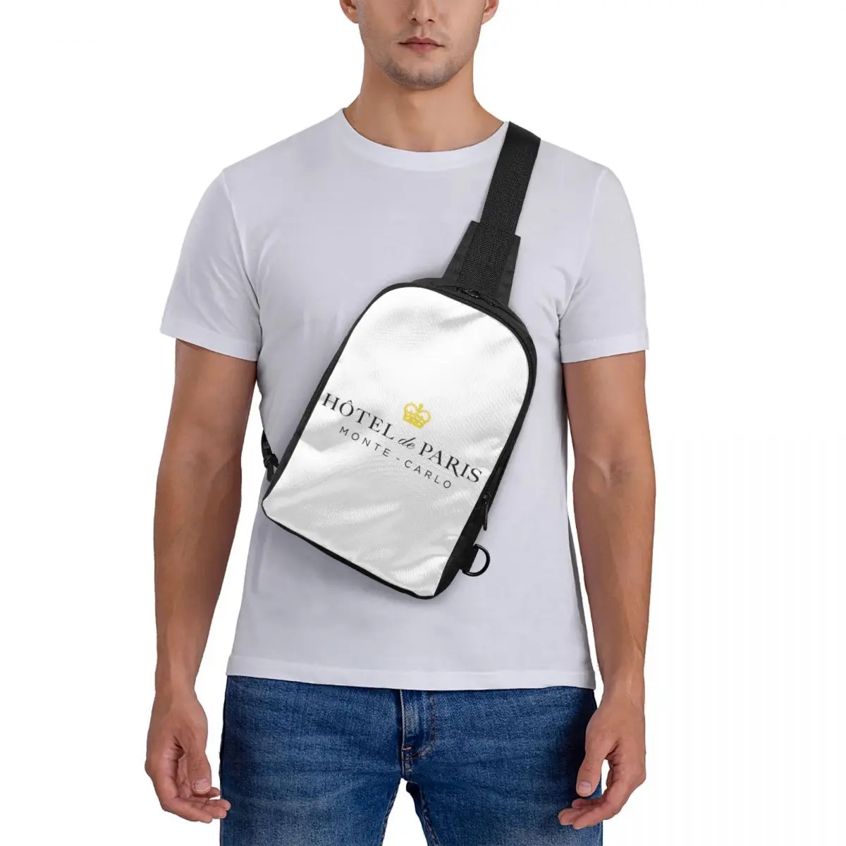 

Hotel De Paris Monte Carlo Chest Bag Crossbody Backpack Sling Shoulder Bag For Men Travel Hiking Daypack