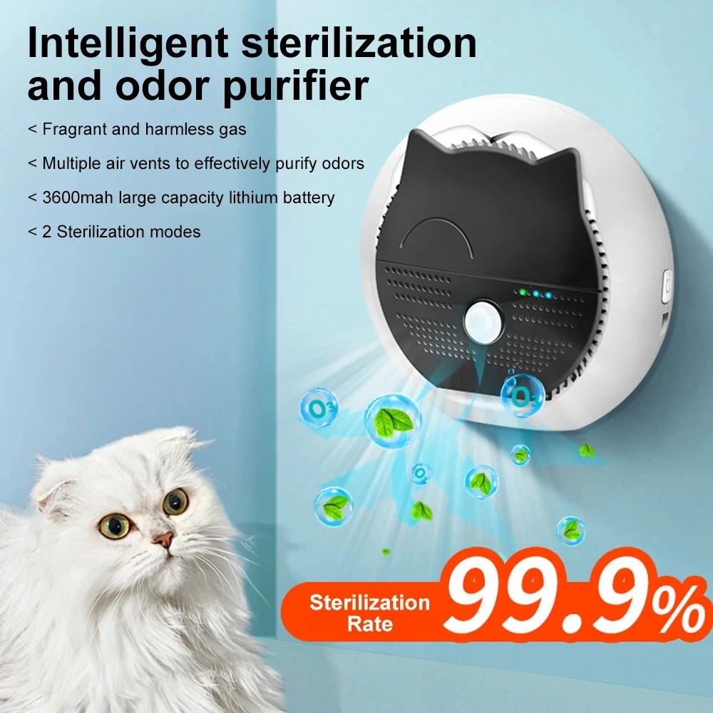 

Pet Smart Deodorizer Bathroom Cleaning Tool Cat Dog Litter Box Dual-effect Deodorization USB Rechargeable Odor Purifier Supplies