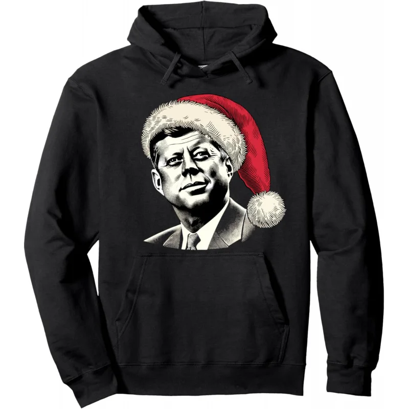 

Patriotic President Portrait Christmas Kennedy Hoodie Men's Black Shirt Hoodie