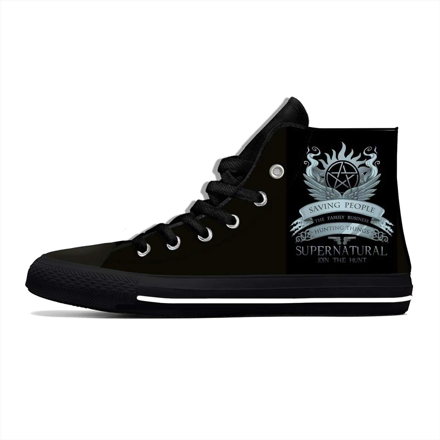 Supernatural Winchester Brothers-Sapatos leves de lona alta para homens e mulheres, tênis casuais respiráveis, design novo, moda