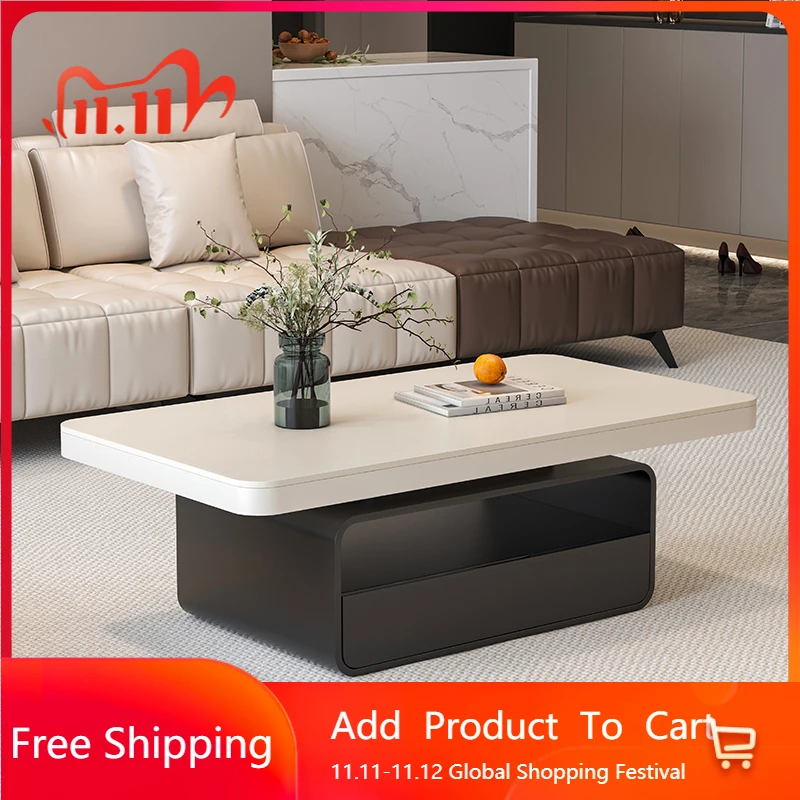 

Rectangle Accent Coffee Table Nordic Luxury High Modern Design Party Aesthetic Side Table Save Space Mesas Bajas Salon Furniture