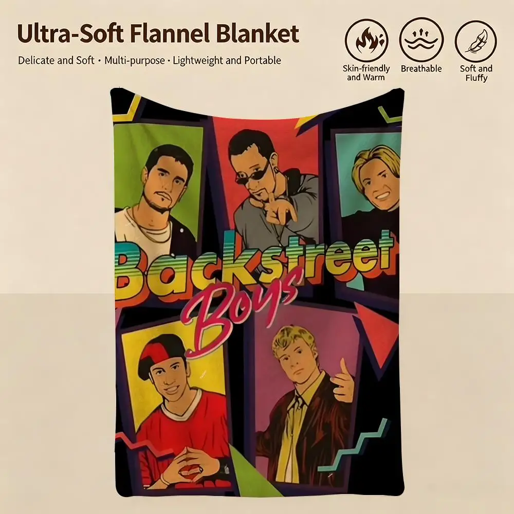 music B-Backstreet Boys-S Throw Warm Soft Flannel Blanket, Multi-use for Sofa Bed Camping Travel Nap