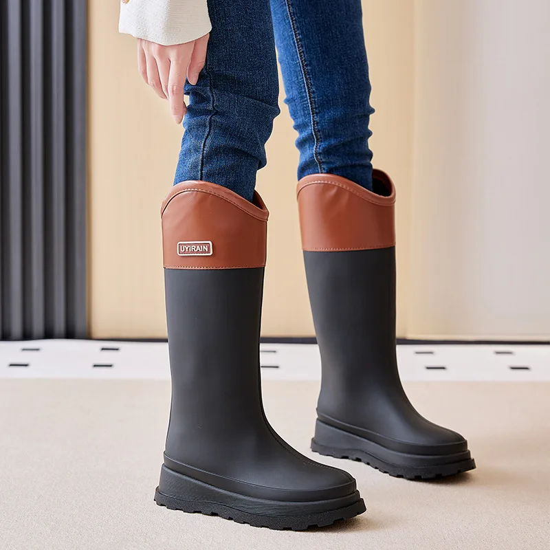 High Rain Boots for Women Waterproof Rubber Shoes Female Garden Galoshes Work Fishing Rubber Boot Long Kitchen Shoes Footwear