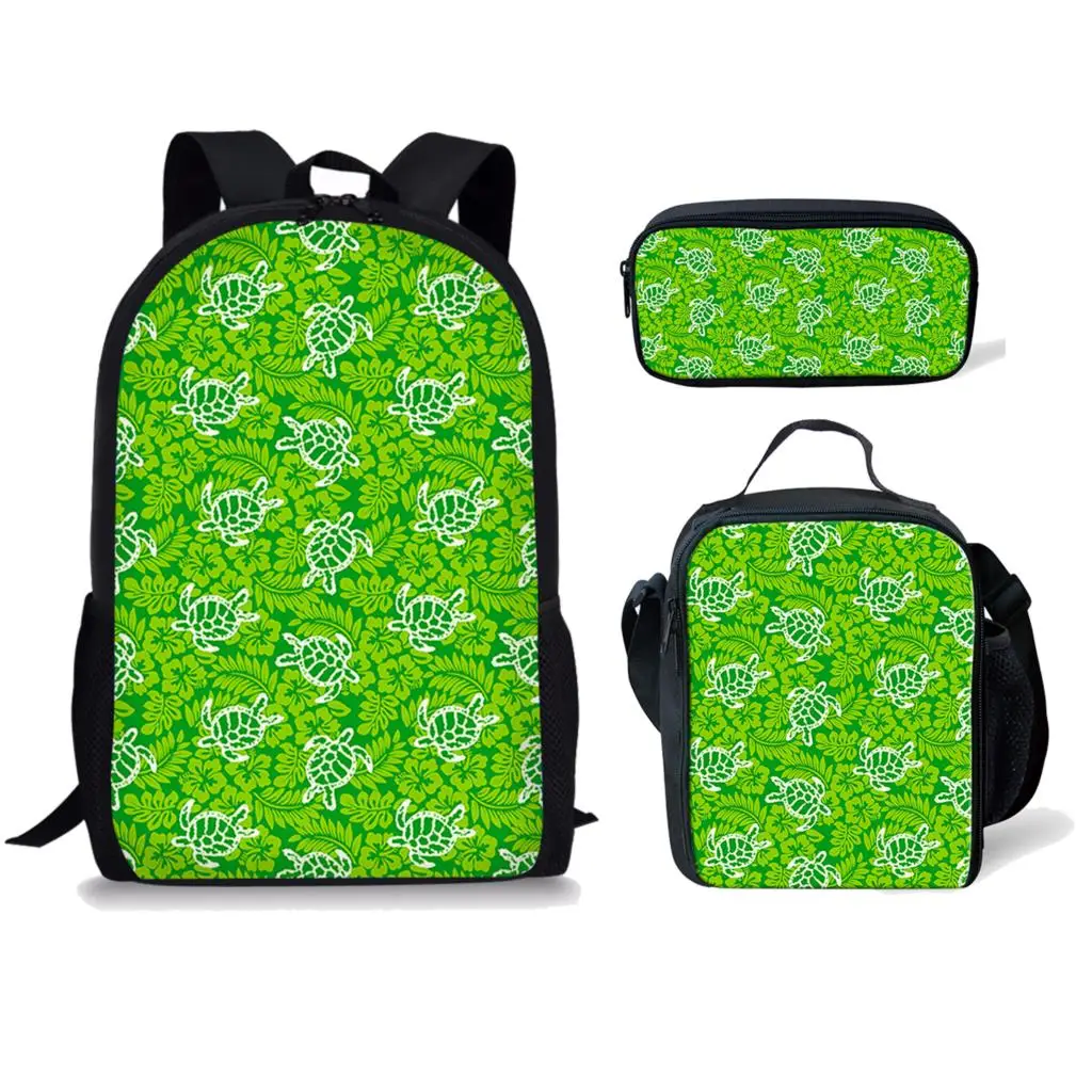Classic Popular Funny Small Turtle Pattern 3D Print 3pcs/Set pupil School Bags Laptop Daypack Backpack Lunch bag Pencil Case
