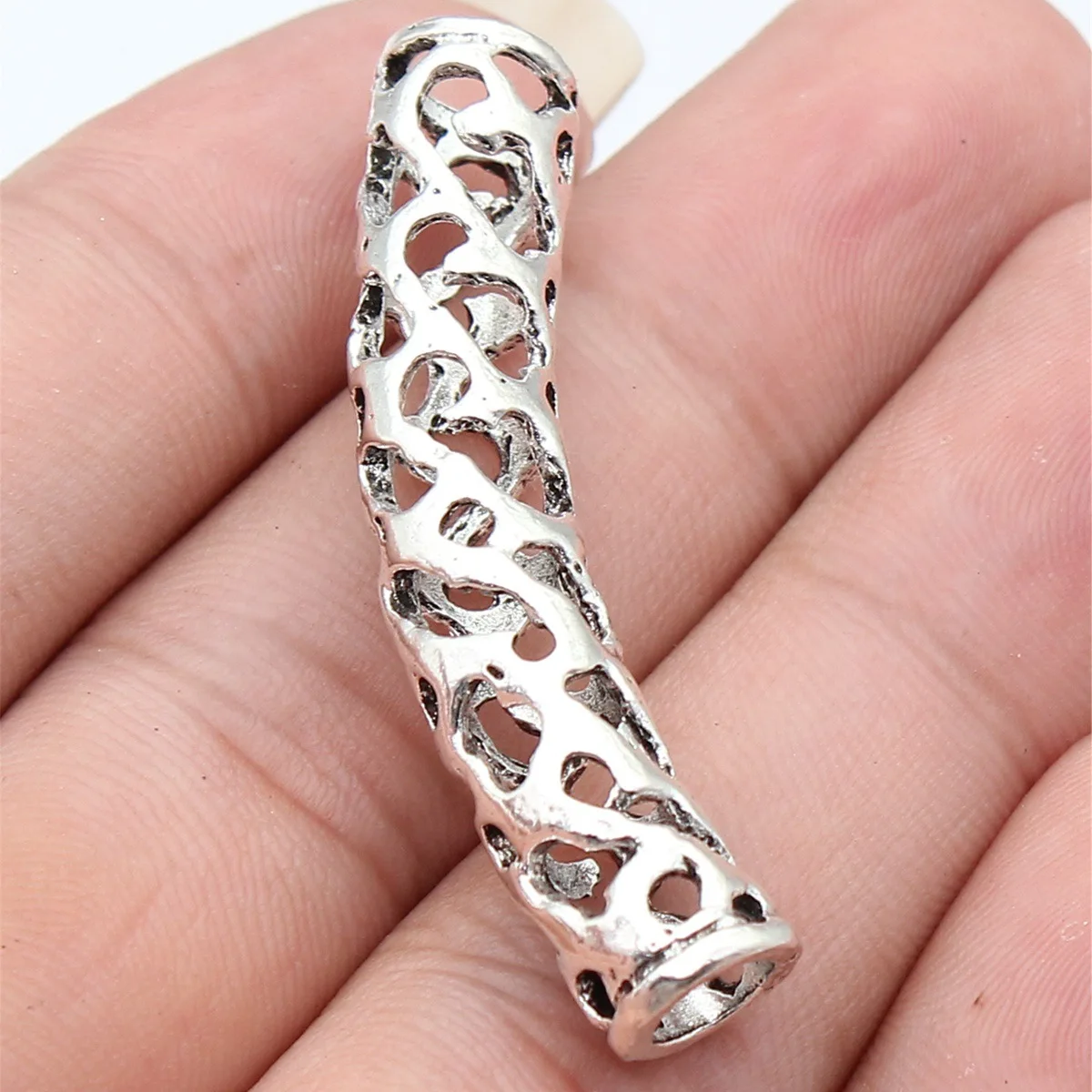 20pcs 50x14x9.5mm(1.97x0.55x0.37inch) Antique Silver Color Hollow Hair Braid & Bangle Accessories DIY Jewelry Accessories