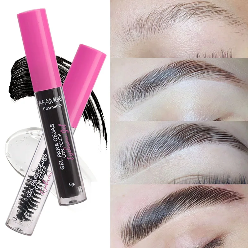 Crema para cejas teñida líquida Natural resistente al agua, 3 colores, Gel de estilismo transparente para cejas, juego de cera, maquillaje duradero