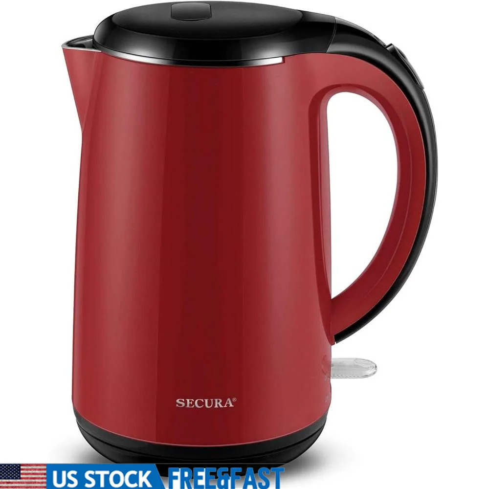 

Stainless Steel Electric Kettle Double Wall Auto Shut-Off Boil-Dry Protection 1.8Qt BPA-Free Fast Boiling Safe Use Energy Saving
