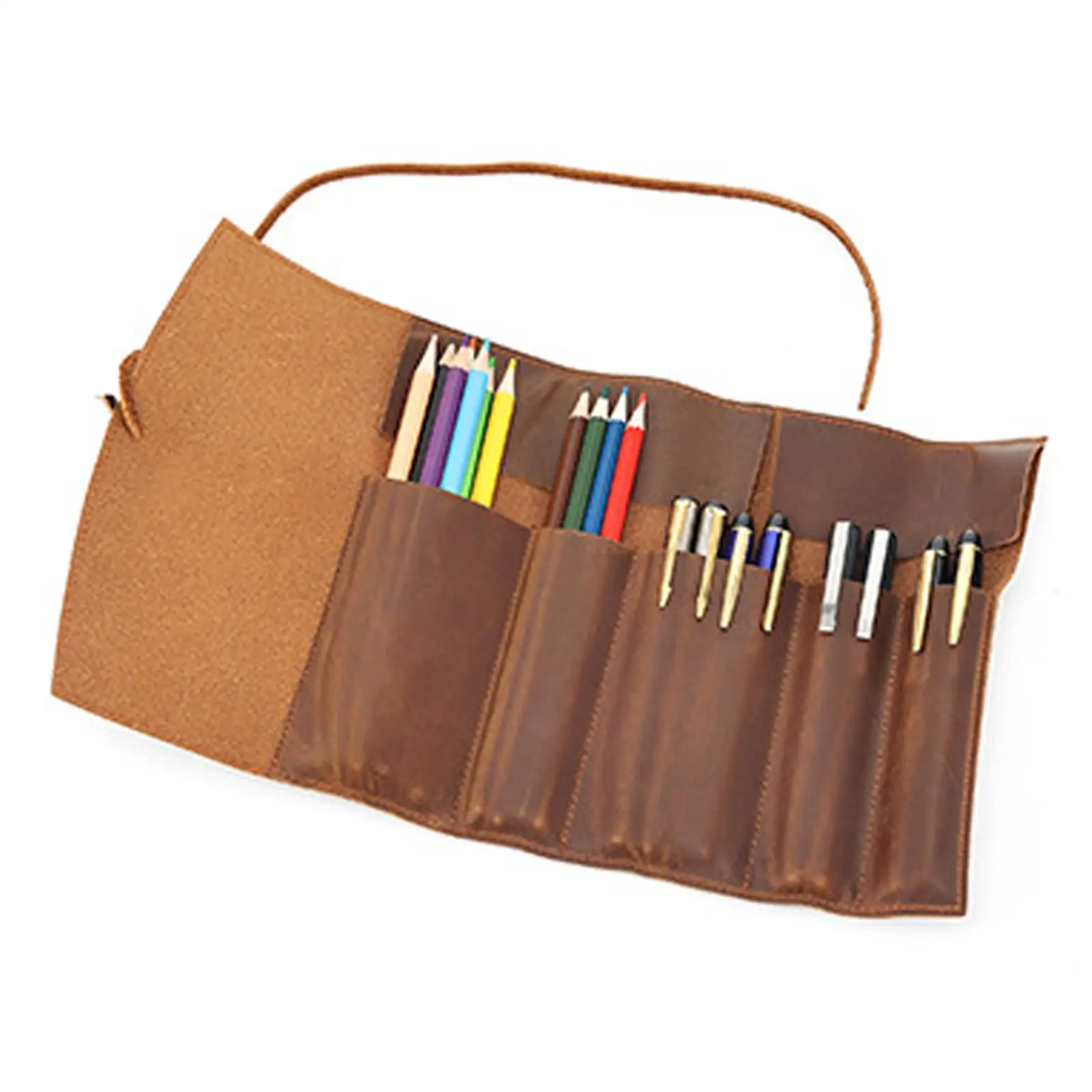 Coloring Pencils Holder Organizer Durable PU Leather Pencil Wrap for Drawing School Painters Writing Stationery Supplies