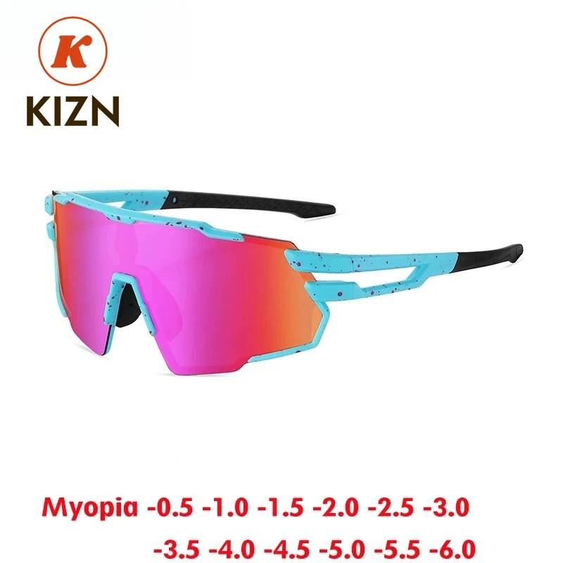 

KIZN Sports TR90 Sports Myopia Sunglasses Men Women Outdoor Riding Polarized Goggles Driving Custom Prescription Glasses -0.50 t