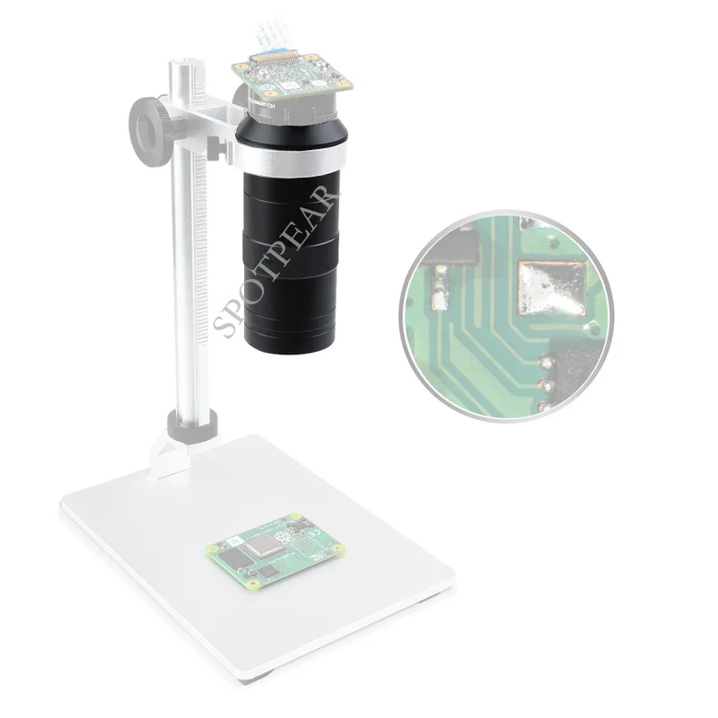 Raspberry Pi Industrial 100X Microscope Lens, C/CS-Mount, Compatible With Raspberry Pi HQ Camera