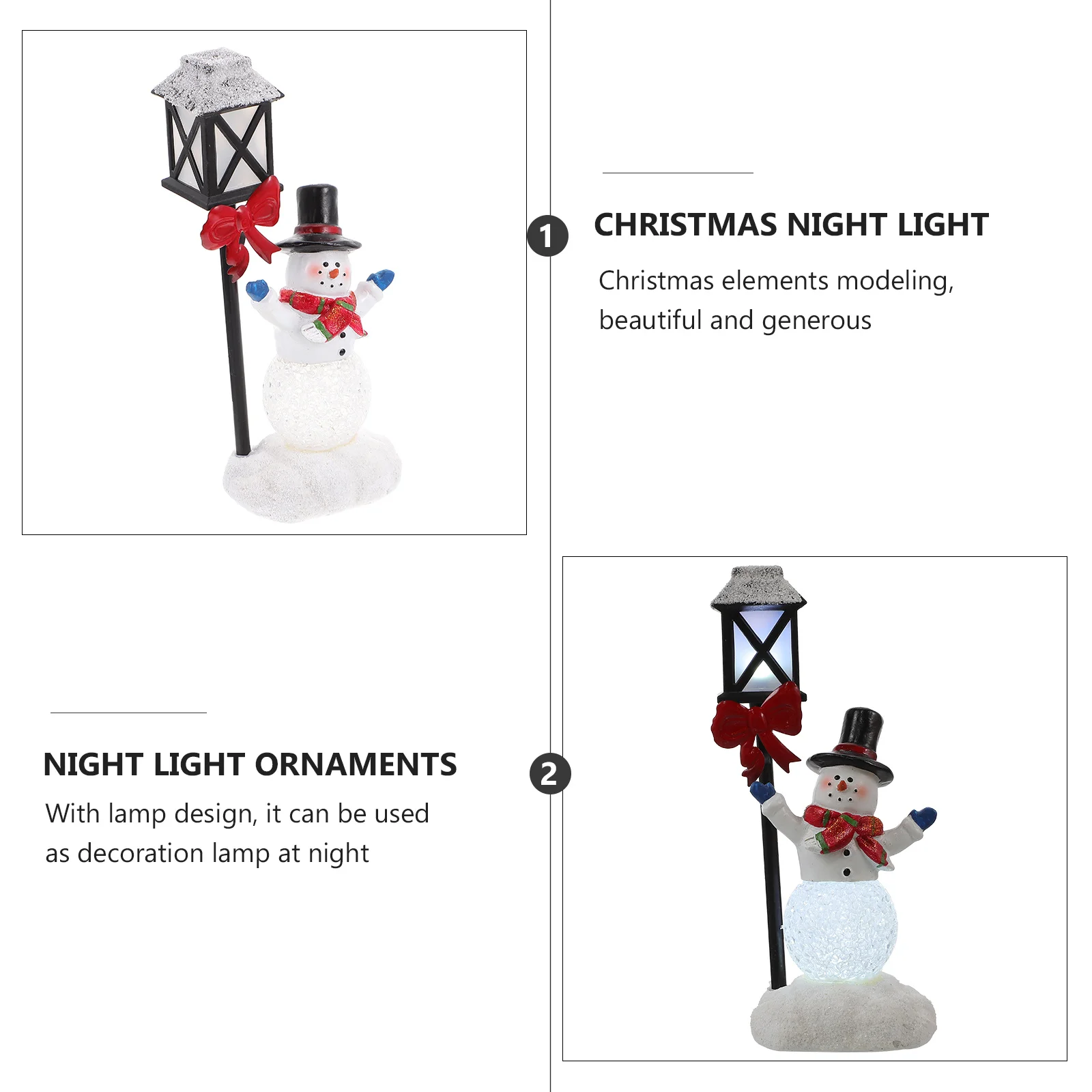 

1pc Christmas Snowman Night Light Creative Xmas Decoration Unique Resin Craft Desktop Glowing Ornament Festival Home Adorn Chic