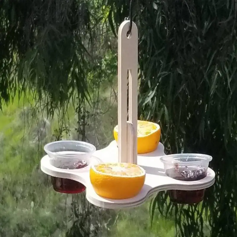 Bird Feeder Food Orange Halves Fruit Wooden Drinking  And Grape Jelly Hummingbird Feeders Outdoor Metal Hanging Adjustable Dome