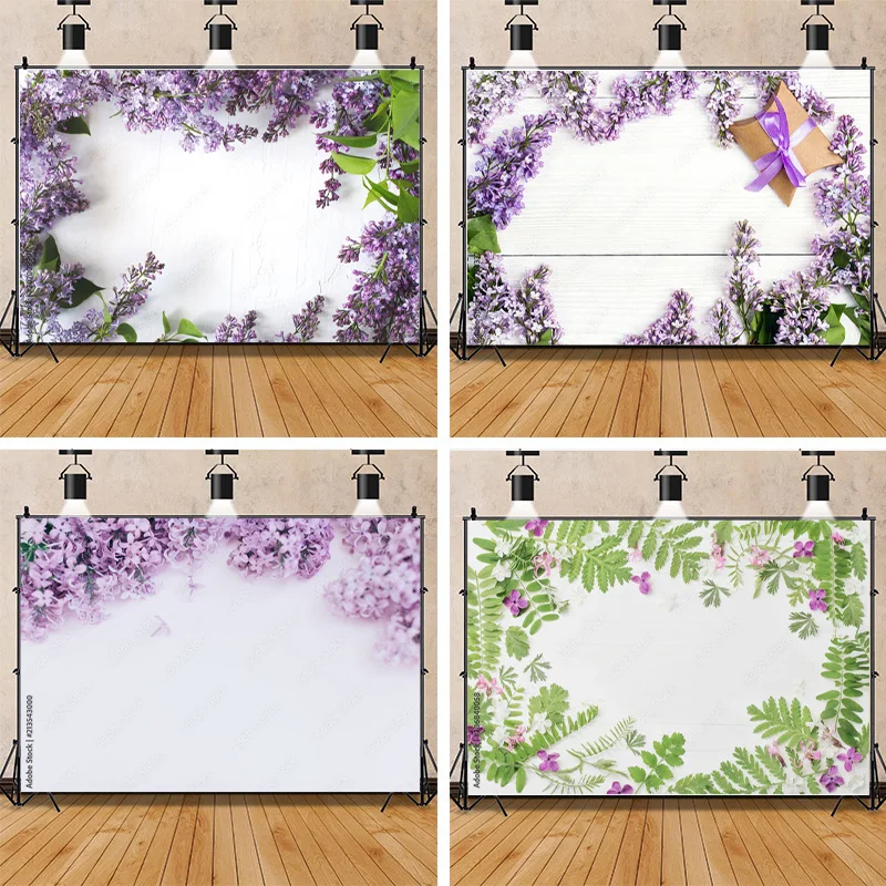 

SHUOZHIKE Art Fabric Photography Backdrop Simulated Flowers and Wooden Board Photography Studio Background WYY-10