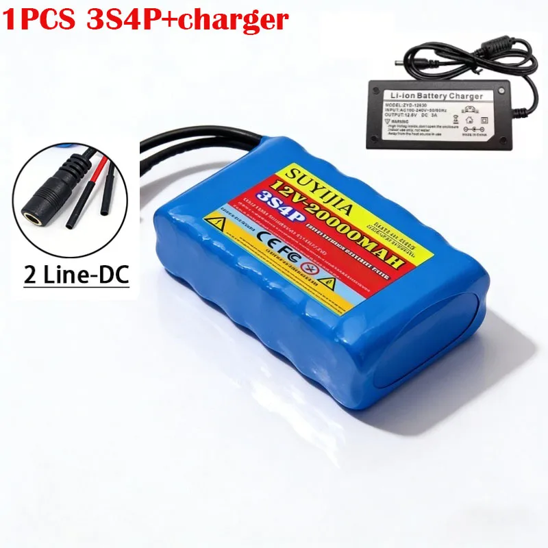 3S4P 12V 40A BMS Orline Batterij 18650 20000mAh Lithium Ion Hoge Capaciteit Batterij XT60 Dc5521 400W High Power Motorfiets Lamp