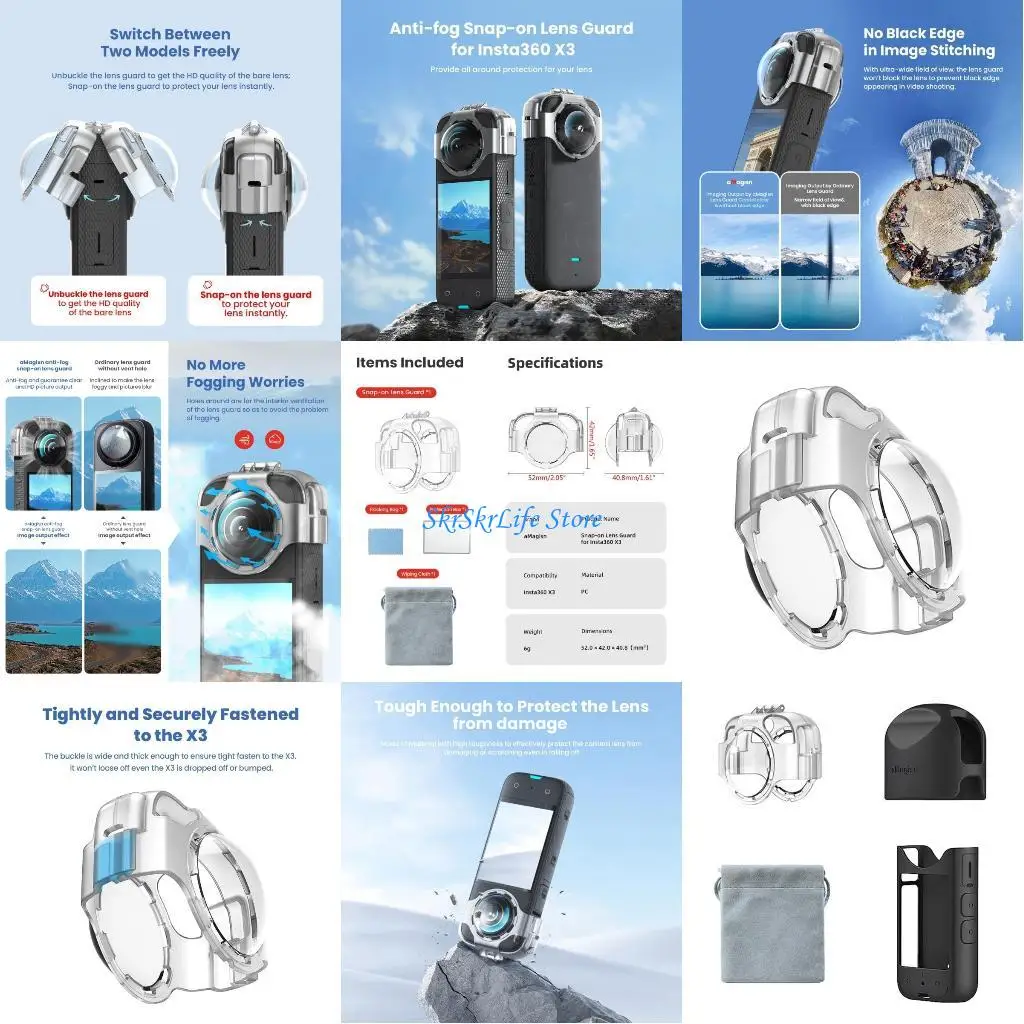 

E65E Lens Guard Set Silicone Case Screen Protector for 360 Camera Accessories