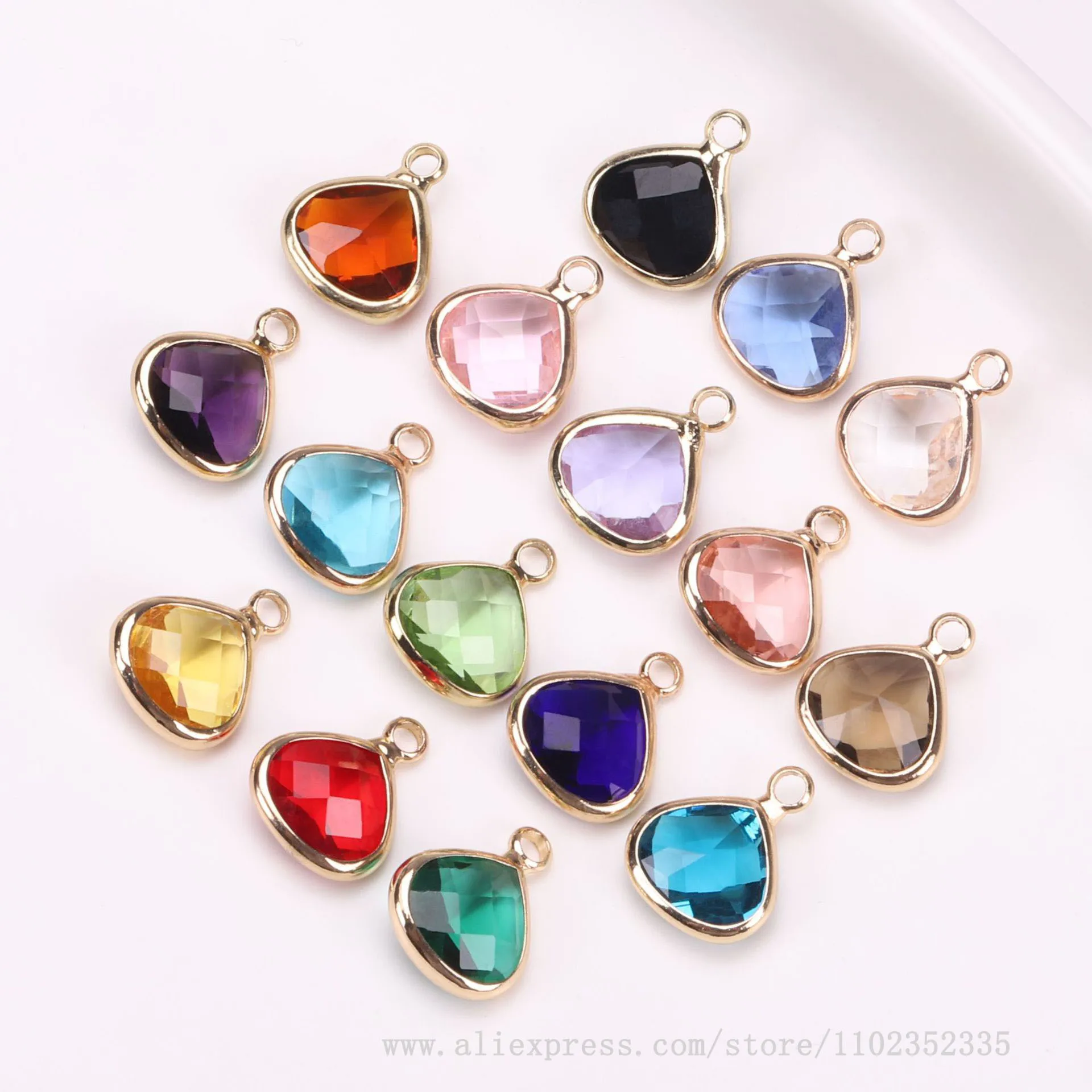 50pcs/ Bag  Fashion Birthday Stone Triangle Crystal Pendant DIY Earrings Bracelet Necklace Accessories