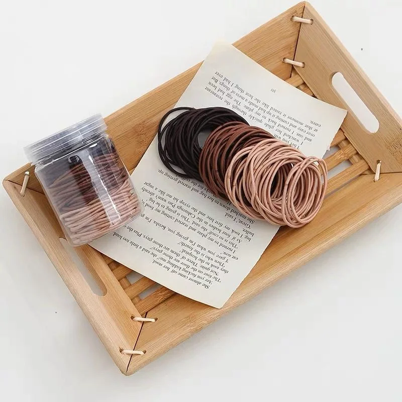 Diademas elásticas pequeñas y coloridas para mujer, accesorios para el cabello para bebé, tocado de goma, 100 unids/set