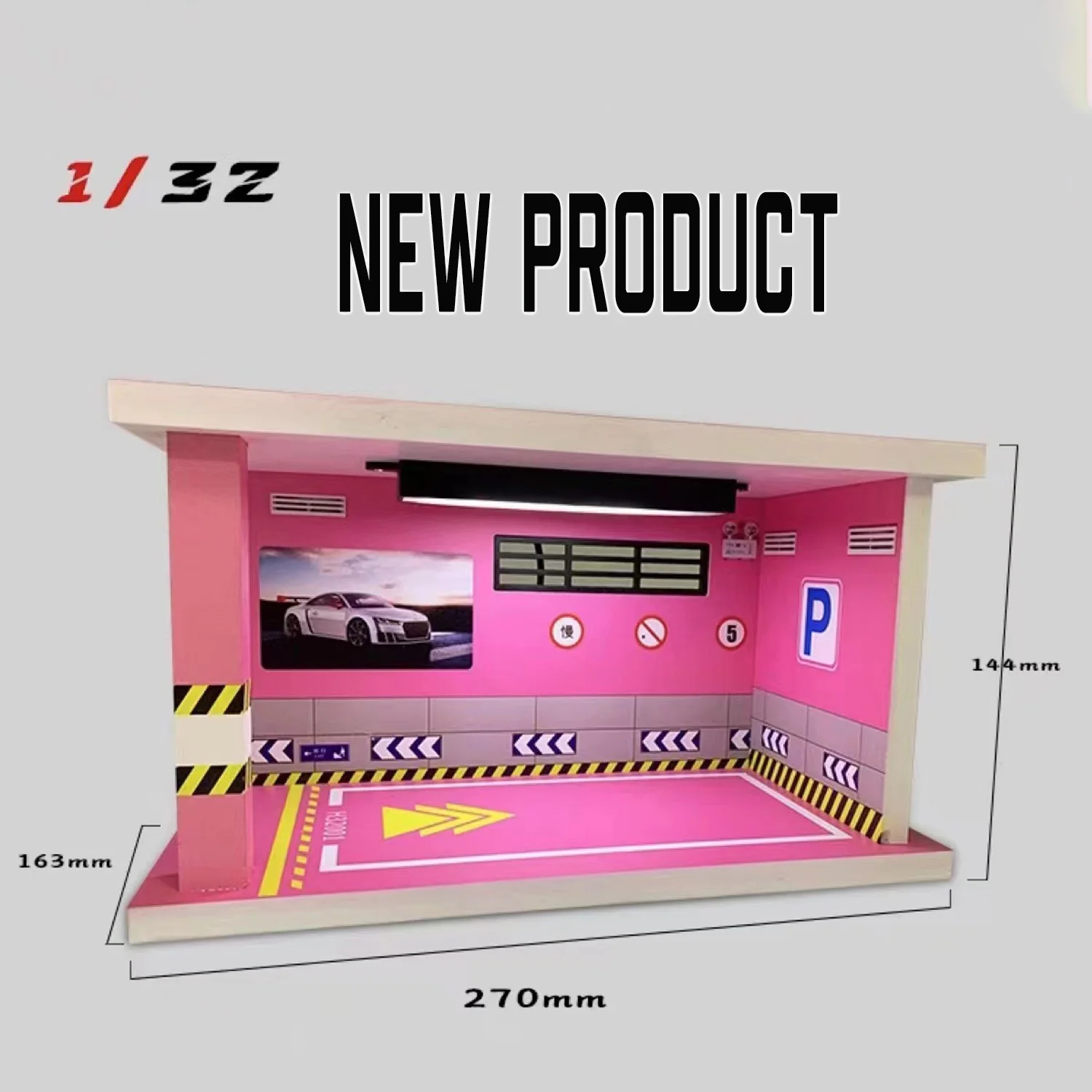 Diorama Garage 1/32 Miniature Parking Cars Diecasts Toy Vehicles ALL FOR CAR Collection Display Case With Light Box Car Model To