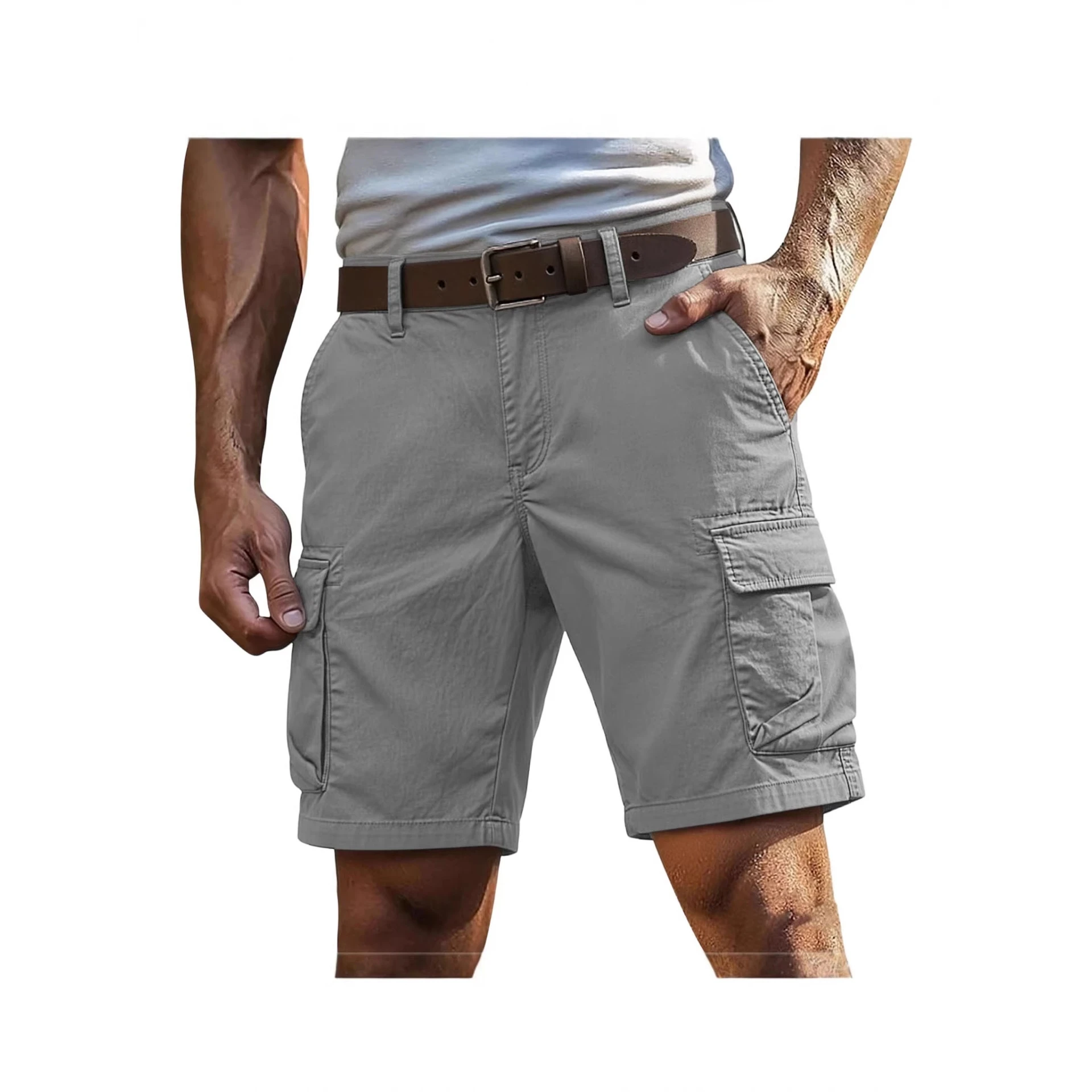 Men's Summer Workwear Shorts Outdoor Multi-Pocket Straight Leg Polyester Fiber Street Style Casual Business Suitable Shorts