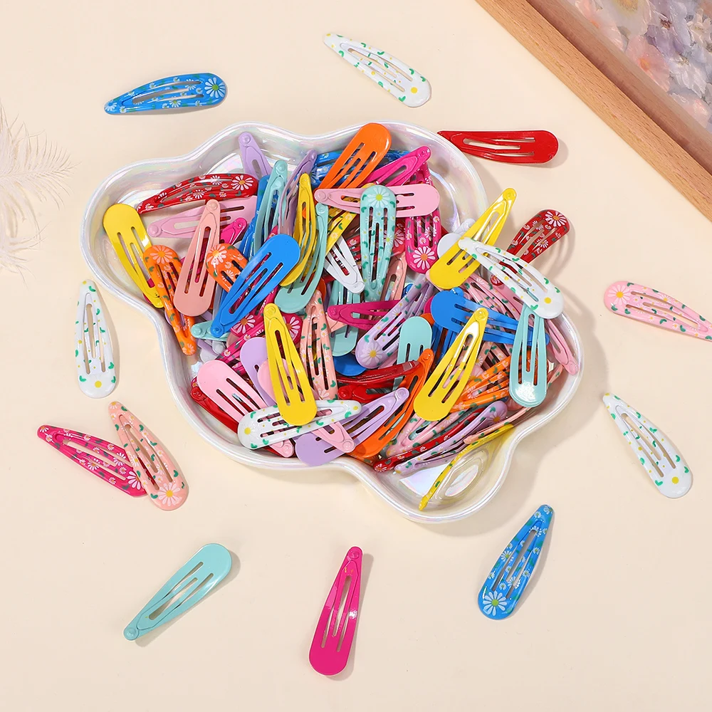 100pcs/set New Women Girls Random Color Waterdrop Shape Hairpins Sweet Hair Clips Barrettes Slid Clip Fashion Hair Accessories