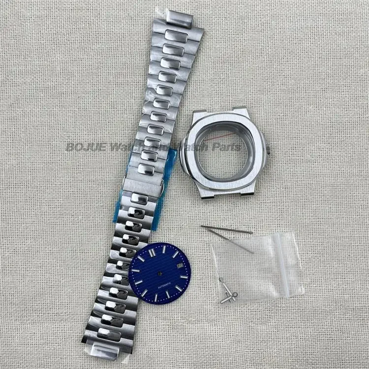 NH35 Case Strap 41mm Watch Accessories Luminous Dial Hands Stainless Steel for Nautilus NH35 NH36 Mechanical Movement MOD Parts