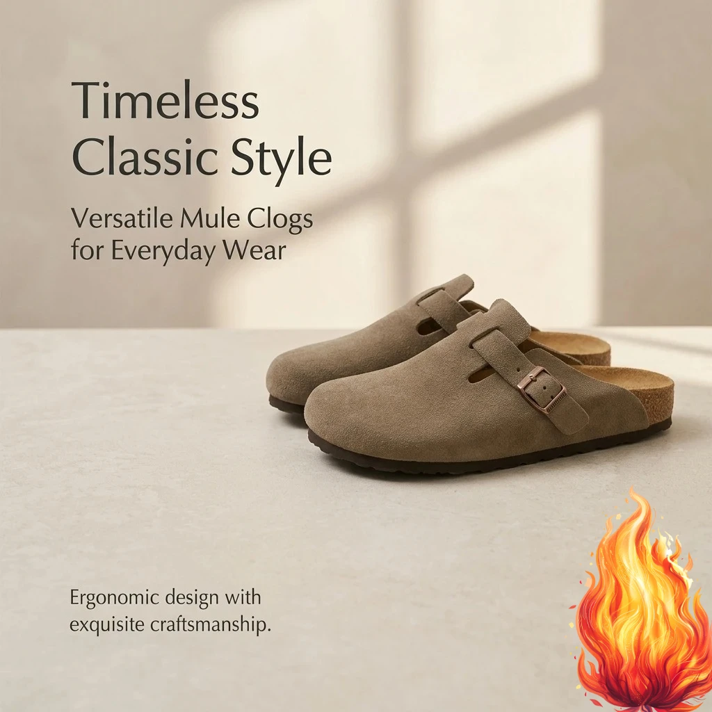 Men's and Women's Suede and Cork Shoes, Famous Design, Adjustable Straps, Comfortable Solearch Support, Cork Shoes