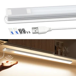 LED czujnik ręcznego zamiatania USB Ultra cienki kolumna świetlna 30/40/50cm pokój szafka kuchenna szafa lampa szafka aluminiowa lampka nocna