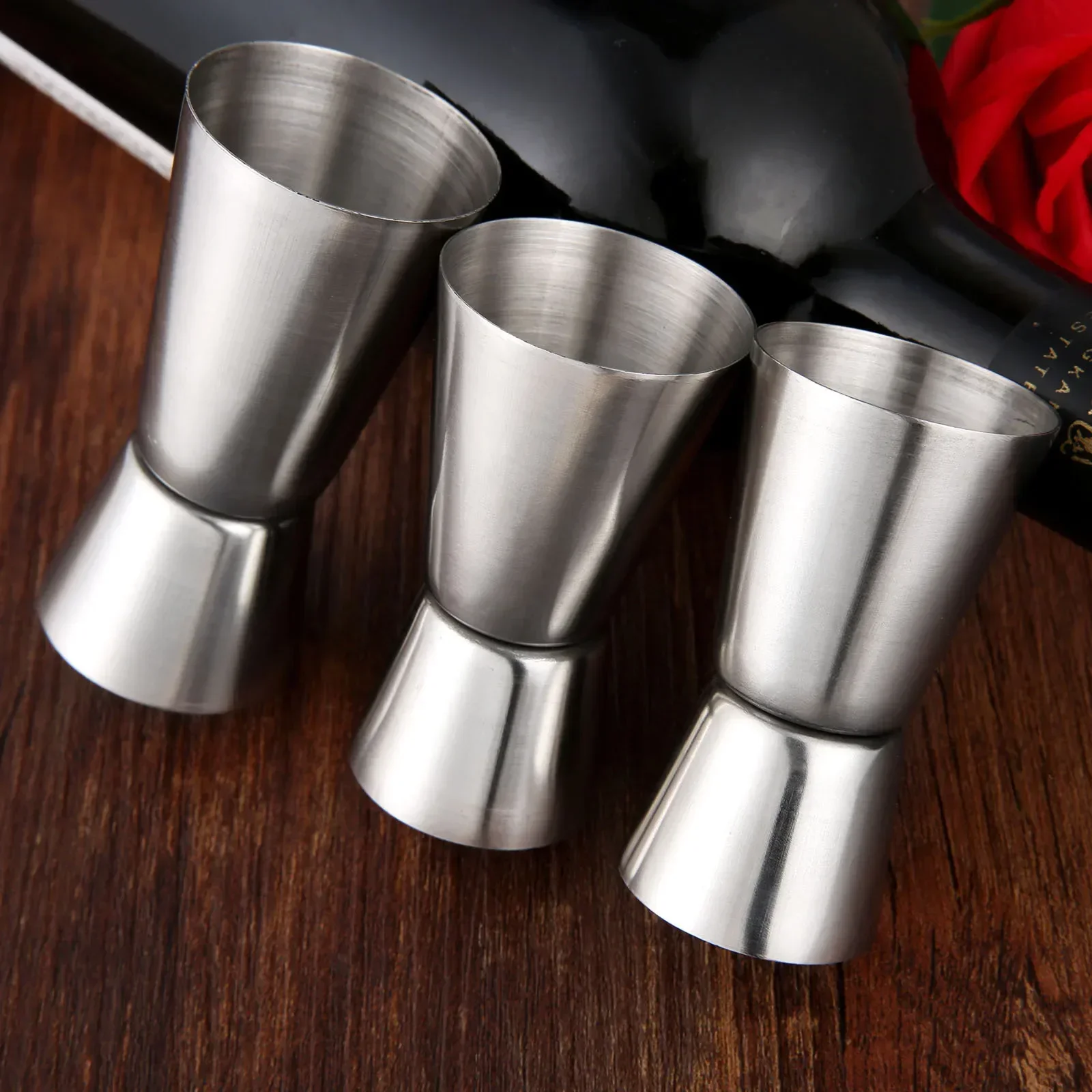 2/3pcs Stainless Steel Jigger Shots 15/30 20/40 25/50ml Cocktail Shaker Measure Cups 2-Tone Professional Spirit Mixing Tools Set