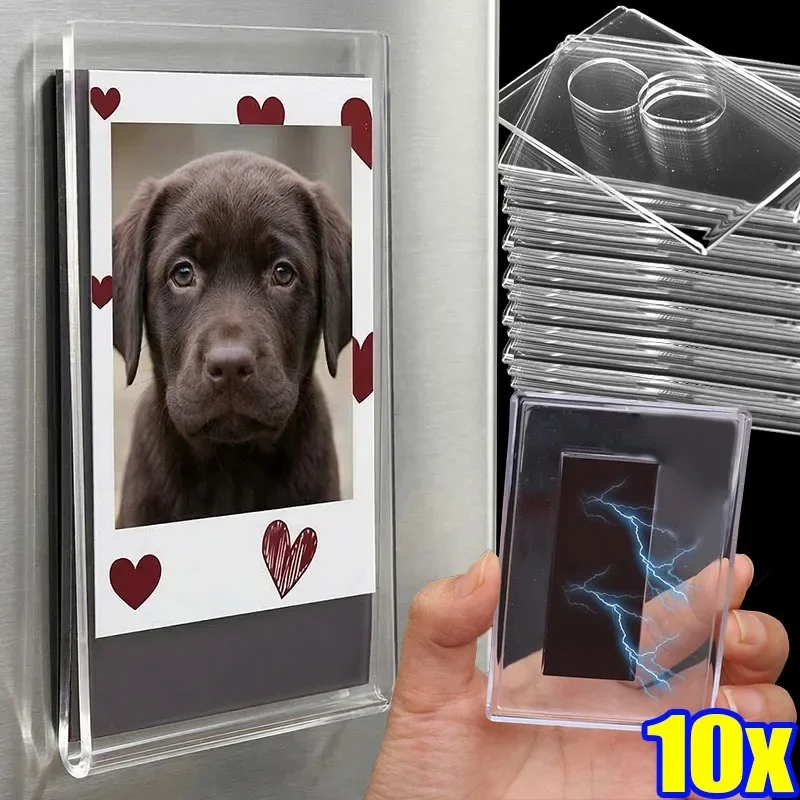 Transparent Magnetic Photo Framed Polaroid Photo Card Holder Easy Change Photo Display Refrigerator Fridge Magnet Home Decor