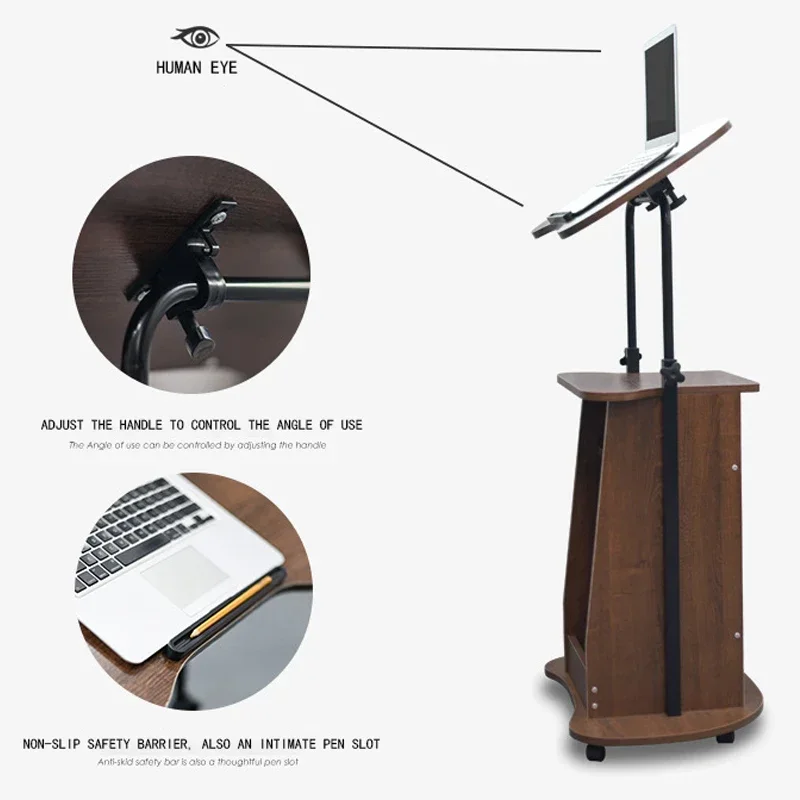 Upgrade Lifting Laptop Computer Desk Vertical Mobile Meeting Training Podiums Height Adjustable Standing Lectern Bed Sofa Side D