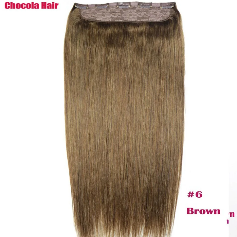 Chocola  Brazilian Remy Clip in Human Hair Extensions 1pcs set Clip In Human Hair Extensions Dark Colors