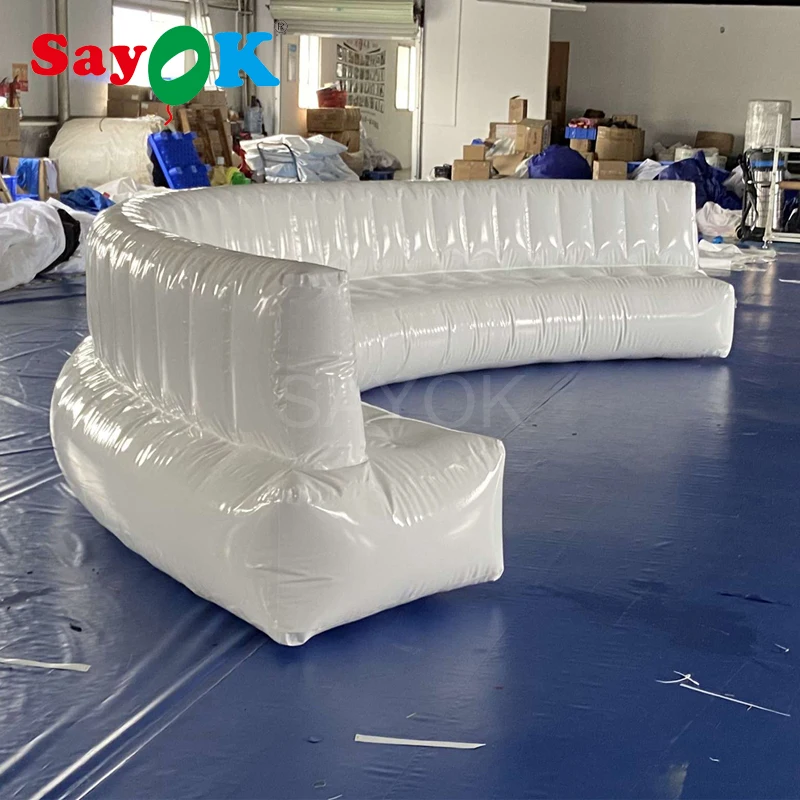 6.4m/21ft Pvc White Inflatable Sofa Airtight Inflatable Chair With Air Pump For Outdoor Indoor Party Meeting Event Use