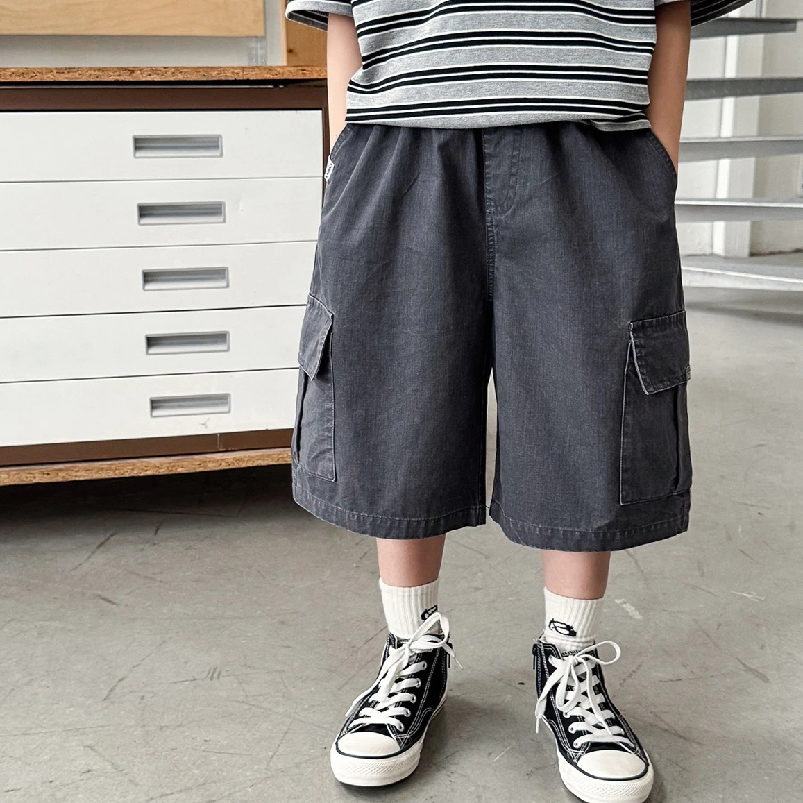 Boys Pants 2026 Spring and Summer New Children's Clothing Korean Style Boys and Girls Loose Casual Label Do Old Shorts